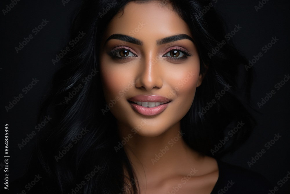 Young Indian beautiful woman smiling. - obrazy, fototapety, plakaty 