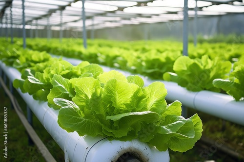 Hydroponic lettuce growing.