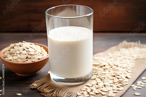 a glass of low-fat milk with oats
