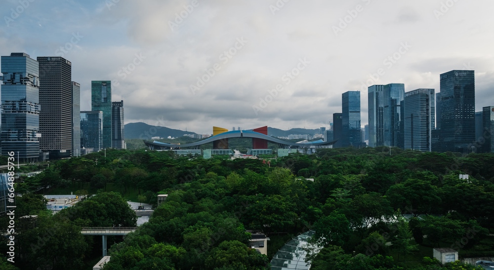 Shenzhen ,China - June 05,2022: Aerial view of landscape in Shenzhen city, China