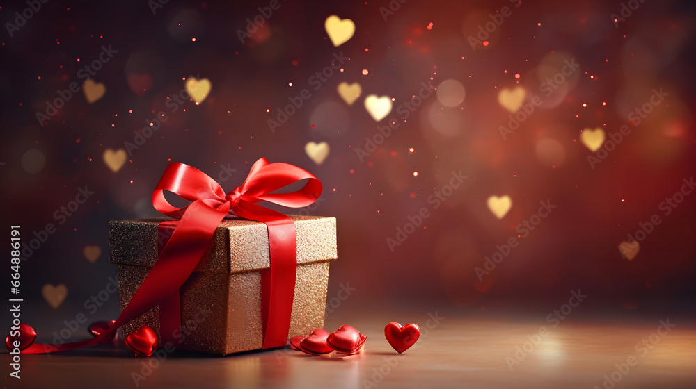 Valentine's day gift box with red hearts Valentine's day gift box with red hearts