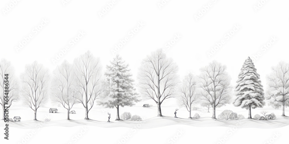 Fototapeta premium A serene winter scene with snow-covered trees