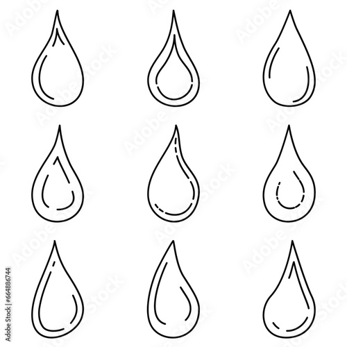 Hand drawn water drops illustration in doodle style