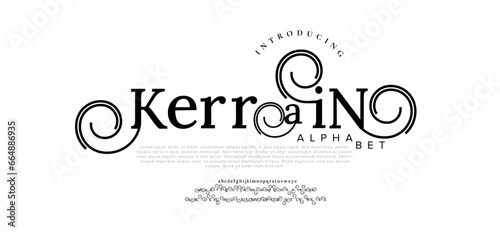 Elegant Font Uppercase Lowercase and Number. Classic Lettering Minimal Fashion Designs. Typography modern serif fonts regular decorative vintage concept. vector illustration