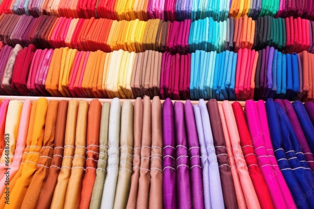 overhead view of various types of fabric in vibrant colors