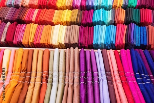 overhead view of various types of fabric in vibrant colors