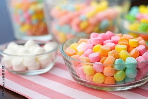cotton candies in bright colors on a table