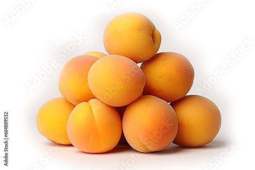 Pile of apricots on white background. Generative AI