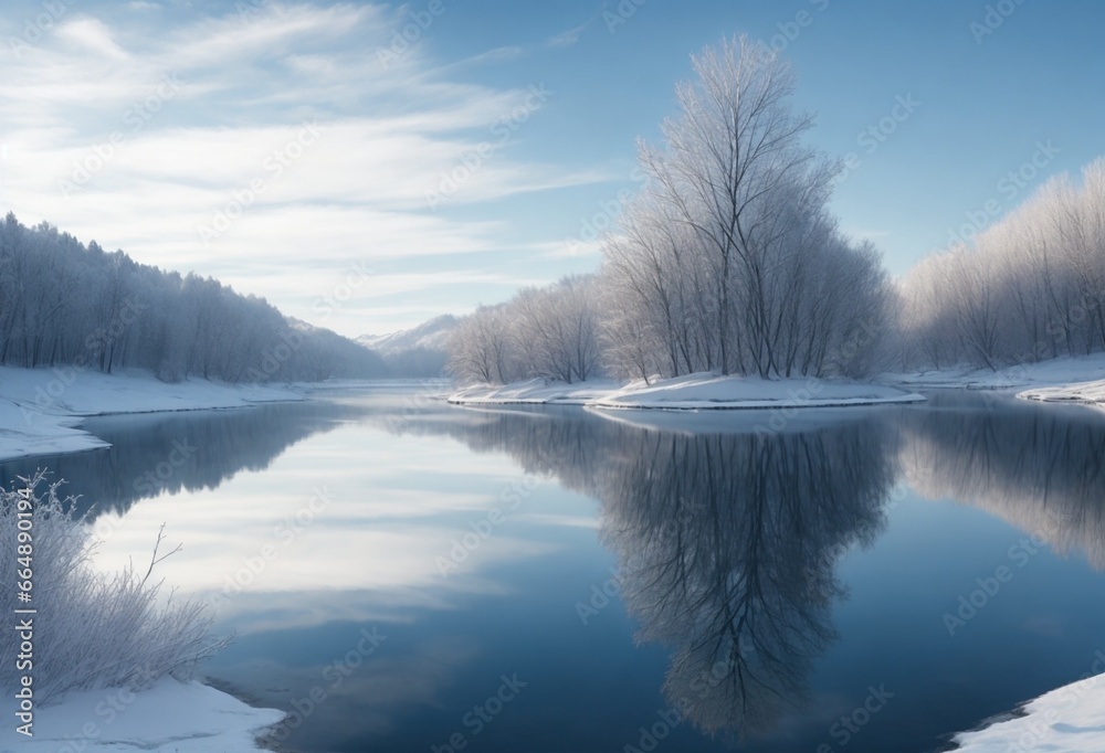 landscape with lake and trees