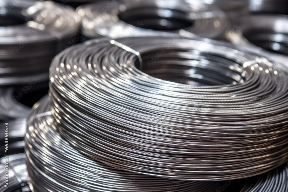 stainless steel bead wire in coils - obrazy, fototapety, plakaty 