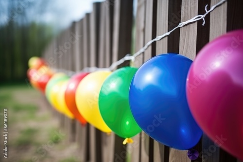 multiple colored balloons tied to the same string