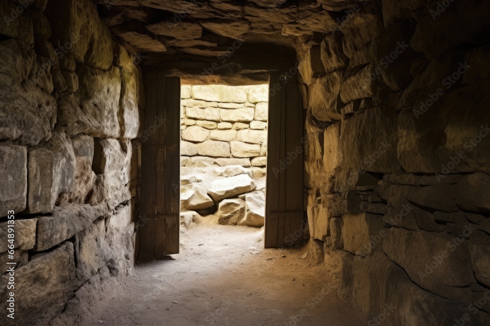 Obraz premium open door in high stone wall