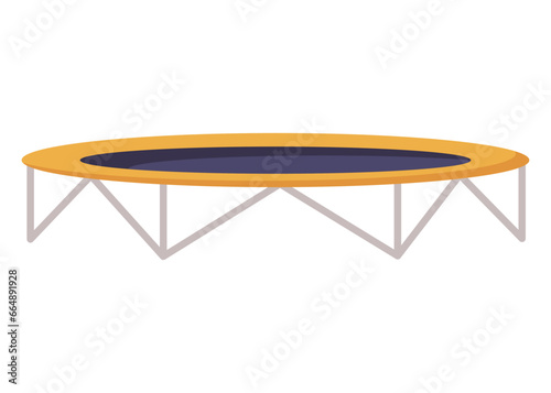 Jumping trampoline for children and adults. Indoor or outdoor fun, fitness jumping. Equipment acrobatic and gymnastic exercises. Vector illustration