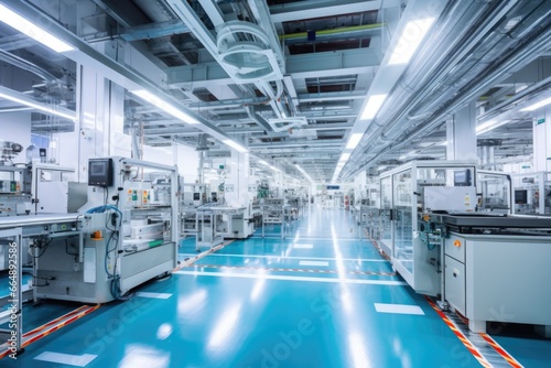 interiors of a clean and high-tech smartphone factory