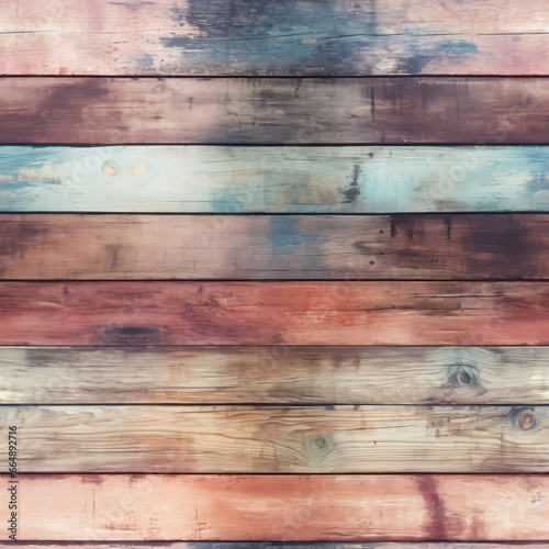 Seamless Decorative shabby wood color plank background, ai generative pattern