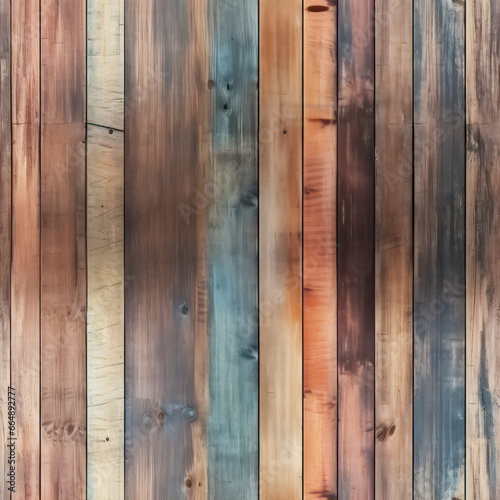 Seamless Decorative shabby wood color plank background, ai generative pattern