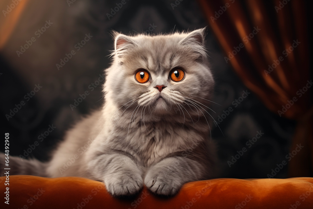 Noble cat gazing at us with mysterious orange eyes. Noble cat gazing at us with mysterious orange eyes.
