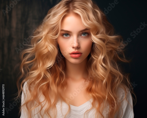 closeup of a beautiful blonde model woman