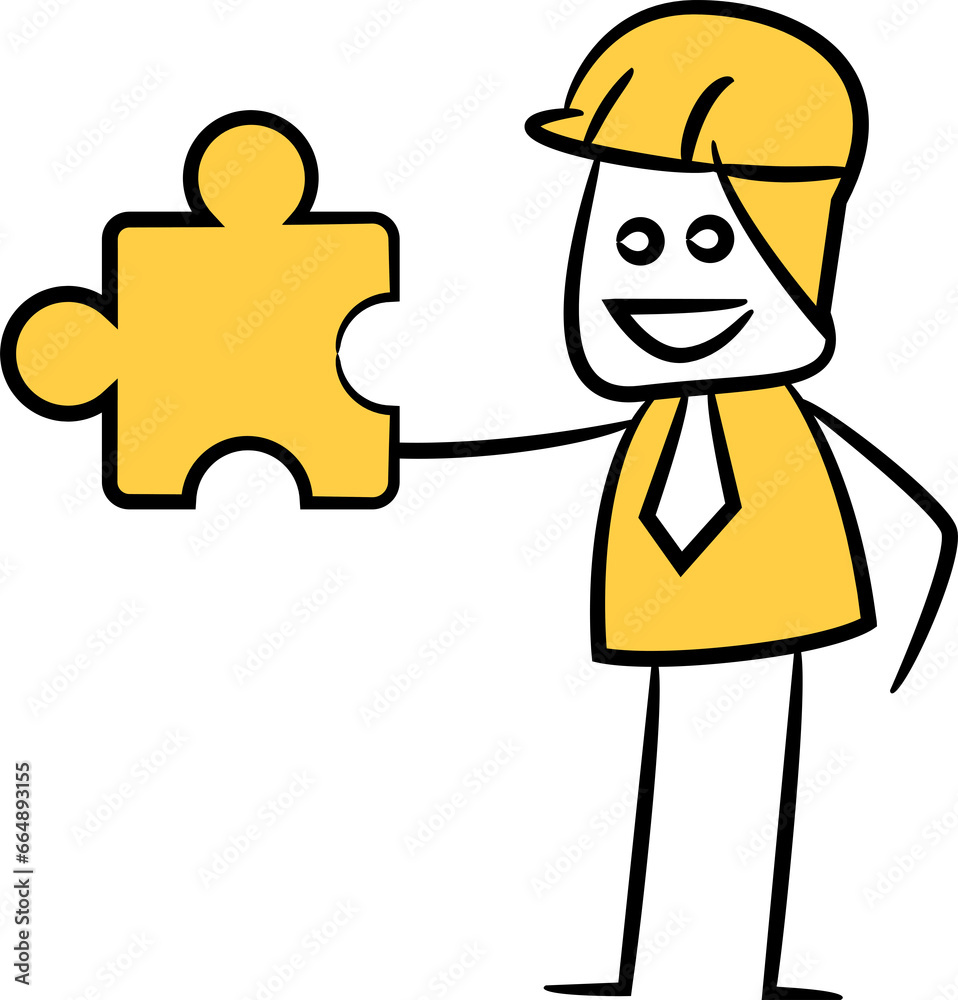 Doodle Engineer and Puzzle Illustration
