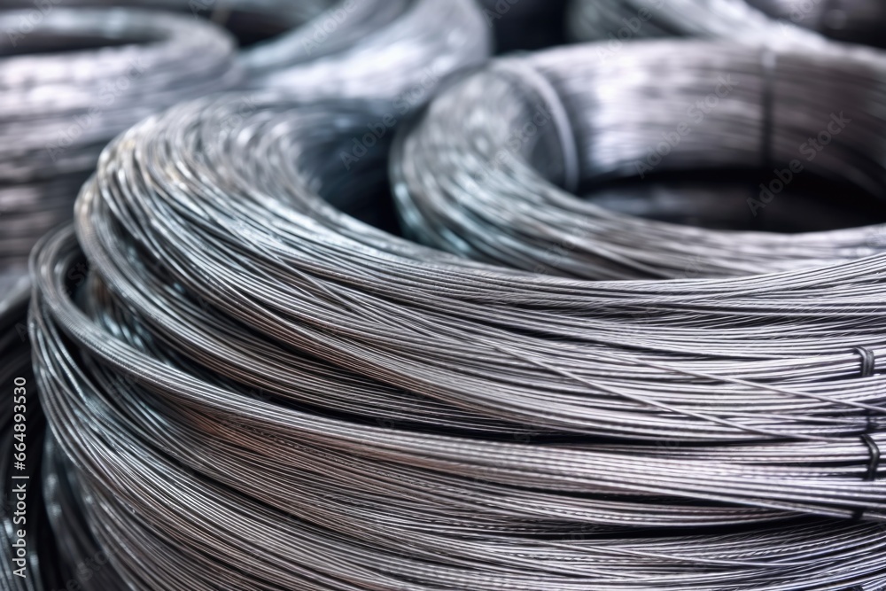 close-up of coils of steel wire in different diameters close-up of coils of steel wire in different diameters