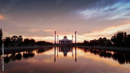 Central Mosque of Songkhla Thailand. Beautiful landscape of Aerial flying in 4K