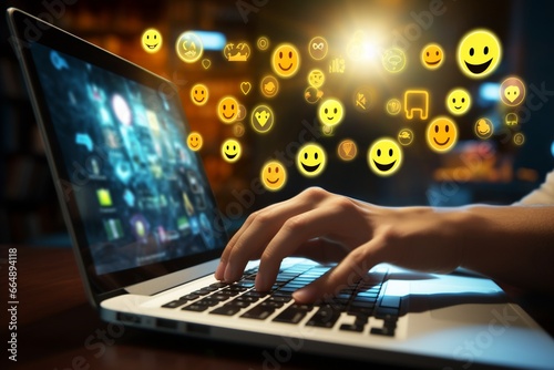 Smiley Icons Laptop Interaction