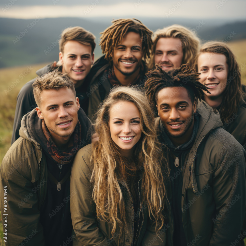 A group of young ecologists and naturalists on their volunteer project to preserve the environment A group of young ecologists and naturalists on their volunteer project to preserve the environment