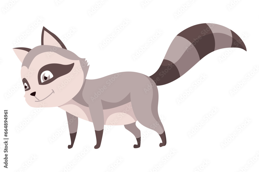 Raccoon character emotion. Funny wild coon pose or cute mammal animal, cartoon vector. Character emoji design isolated on white background