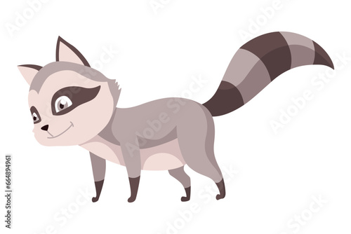 Raccoon character emotion. Funny wild coon pose or cute mammal animal  cartoon vector. Character emoji design isolated on white background