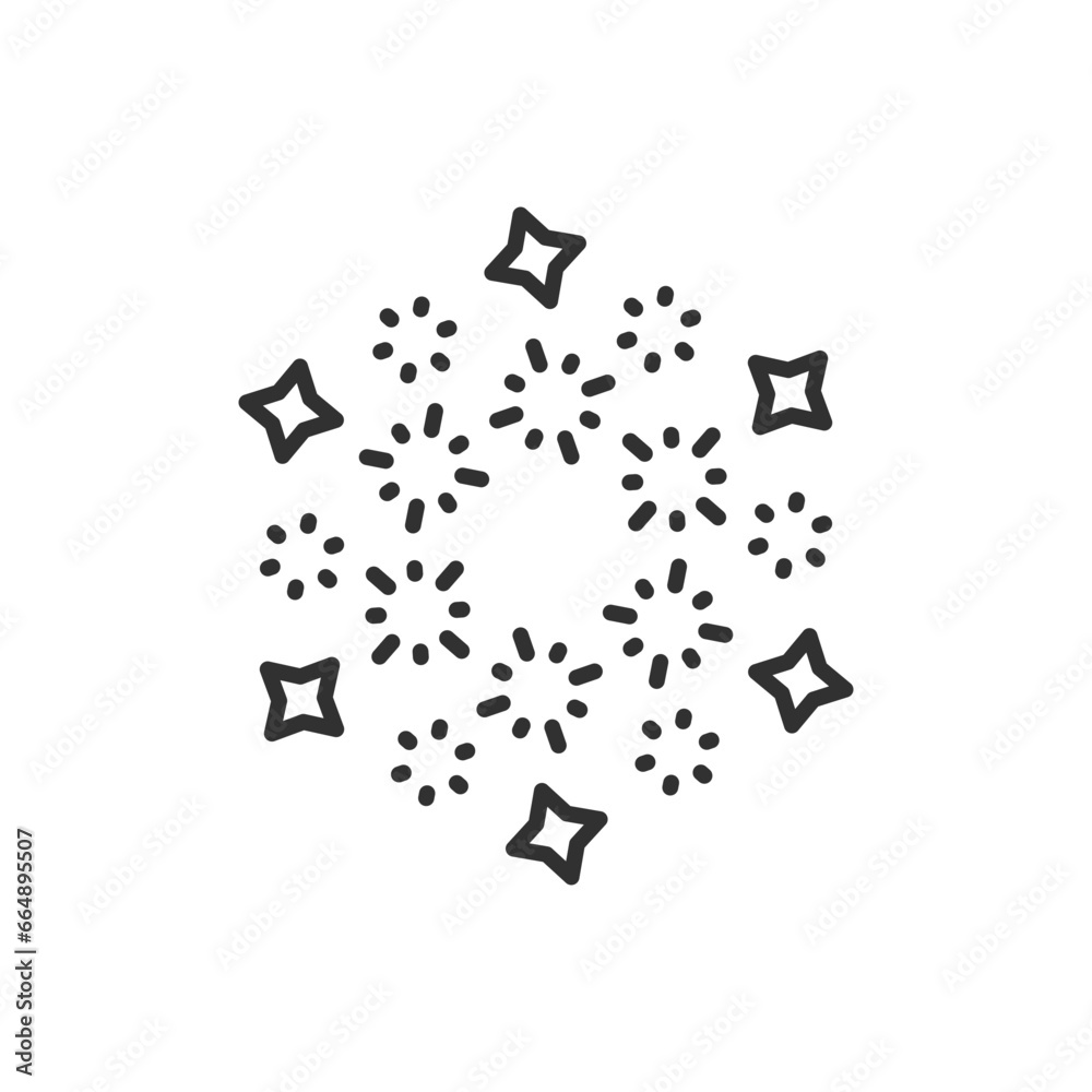 New Year's Eve Fireworks, linear icon. Line with editable stroke New Year's Eve Fireworks, linear icon. Line with editable stroke