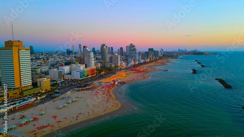 Israel, Tel aviv beach at sunset photo