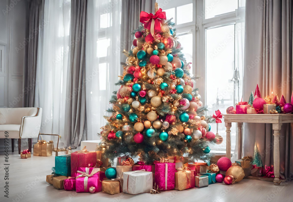 Christmas Tree with Lights, 
Joyful Holiday Ornament, 
Christmas Decor Details