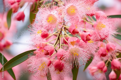 Beautiful Gum tree pink flowers and buds.