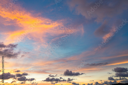 ..sweet sky at sunset. Gradient color. Sky texture  abstract nature background..Sunset with sweet yellow color light rays and other atmospheric effects..Big sunset and sweet lighting sky..exotic red 