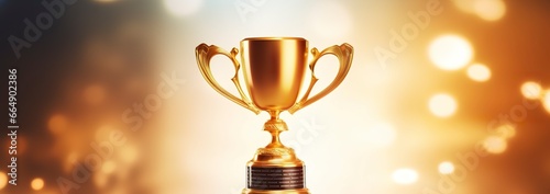 Champion golden trophy for winner background. Success and achievement concept.