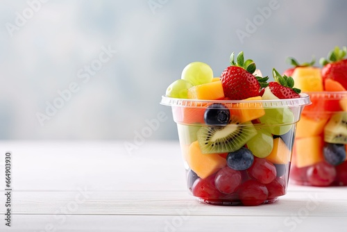 Fresh fruit salad to go with copy space.