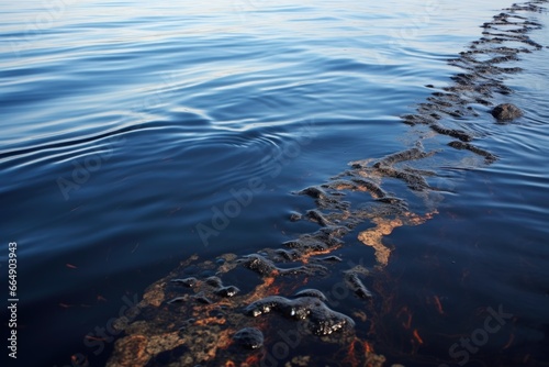 oil spill spreading on the surface of a sea