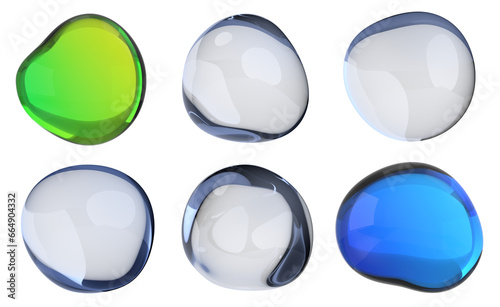 Set of liquid bubbles, 3d render