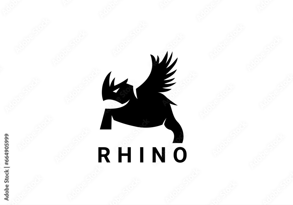 Obraz premium rhinos, rhino logo, animals, zoo, park, safari, wild, rhino shield, rhino head logo, rhino head, rhino wings, angry rhino