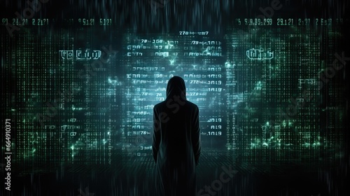 The dark web hacker banner, binary code background