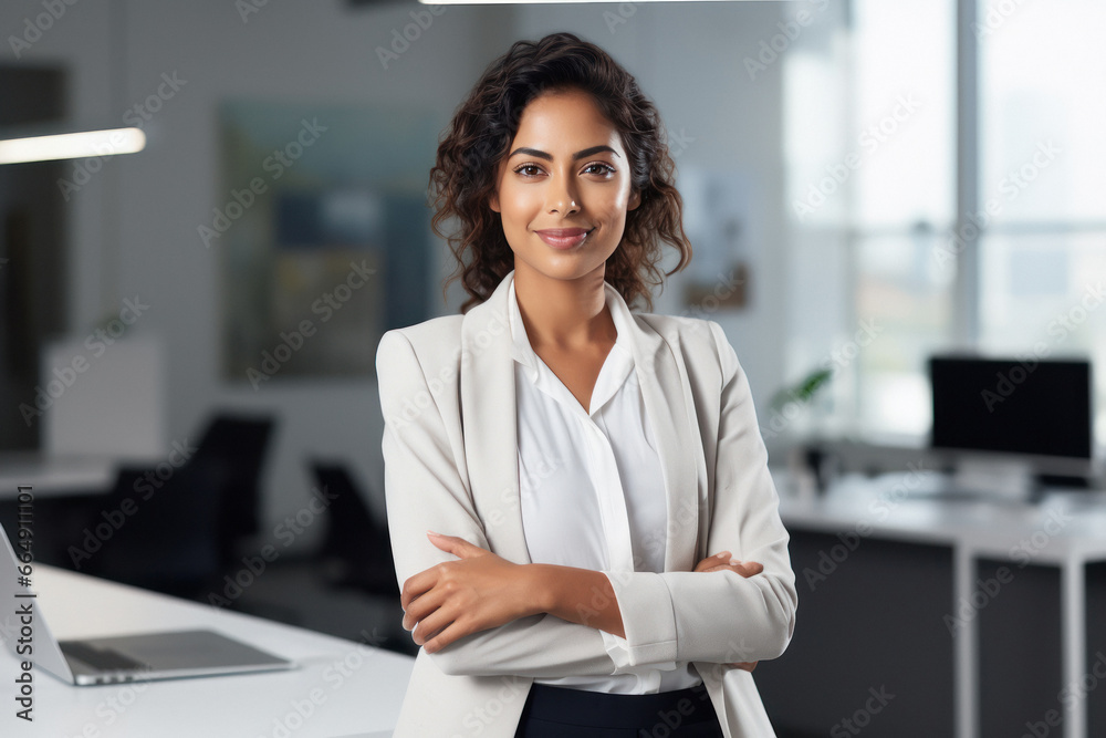 young business woman standing in the office young business woman standing in the office