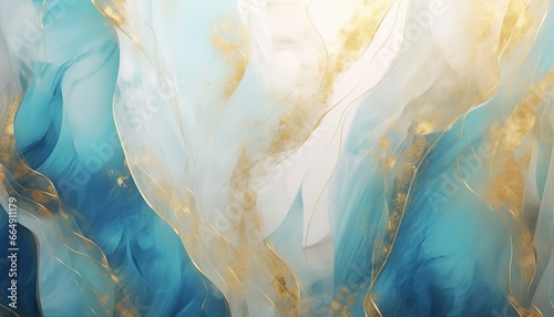 a luxurious and elegant abstract background with a combination of blue, white and gold. Generative Ai photo