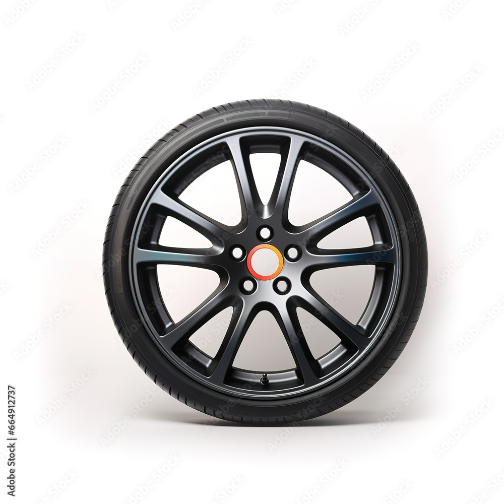 black car tires on white background. Generative AI black car tires on white background. Generative AI