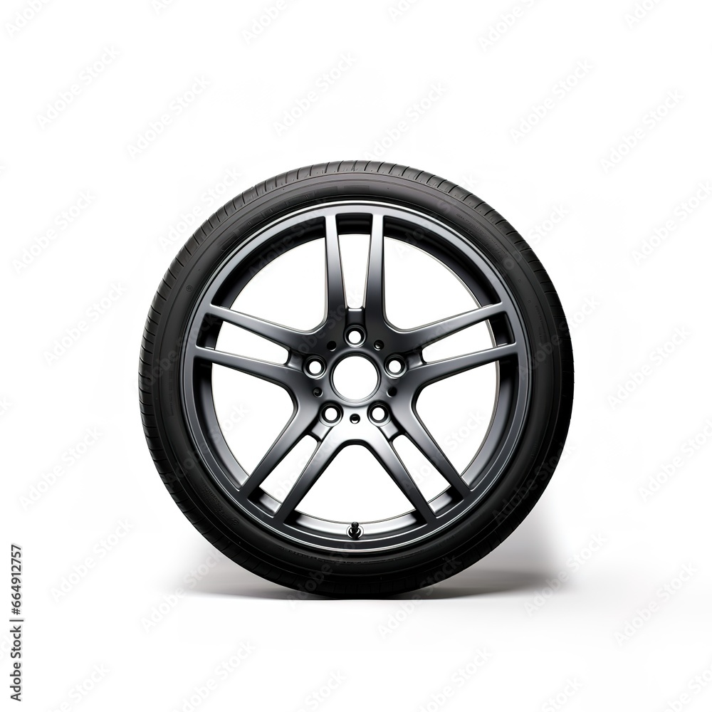 black car tires on white background. Generative AI black car tires on white background. Generative AI