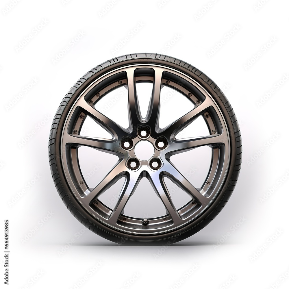 black car tires on white background. Generative AI black car tires on white background. Generative AI