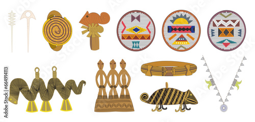 Jewellery Artwork etc in African style mix Ancient compendium vector illustrations - editable best art design for multipurpose use in high definition format