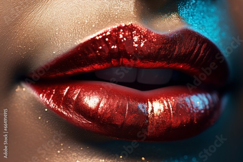 Metallic Lipstick Makeup in Red Shade