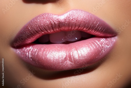 Metallic Lipstick Makeup in Pink Shade