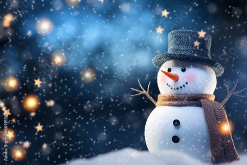 snowman background and copy space , generative ai © Nia™