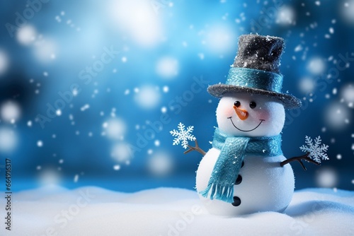 snowman background and copy space , generative ai